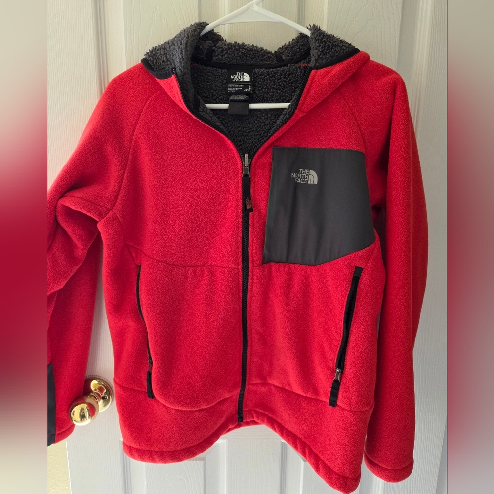 The North Face Women Orange and Black Fleece Jacket
